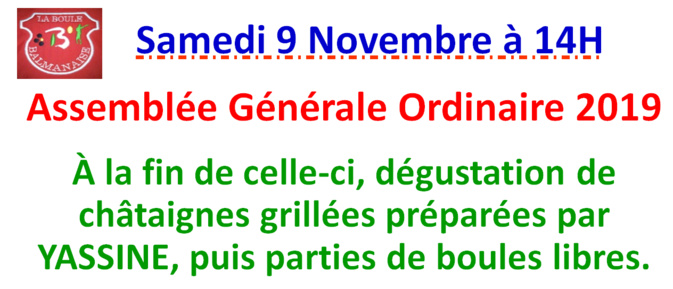 Assemblée Générale Ordinaire LBB 9/11/19 Assemblée Générale Ordinaire LBB 9/11/19