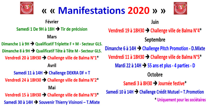 Manifestations 2020 La Boule Balmanaise Manifestations 2020 La Boule Balmanaise