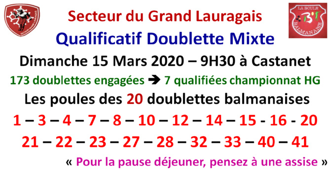 Qualificatif Doublette Mixte 15/03/2020