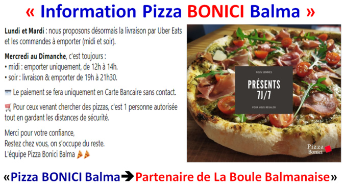 Information Pizza BONICI Balma 17/04/2020 Information Pizza BONICI Balma 17/04/2020