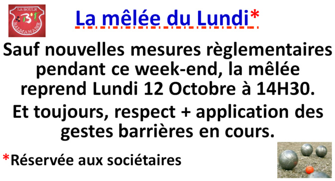 La mêlée du Lundi 12/10/2020