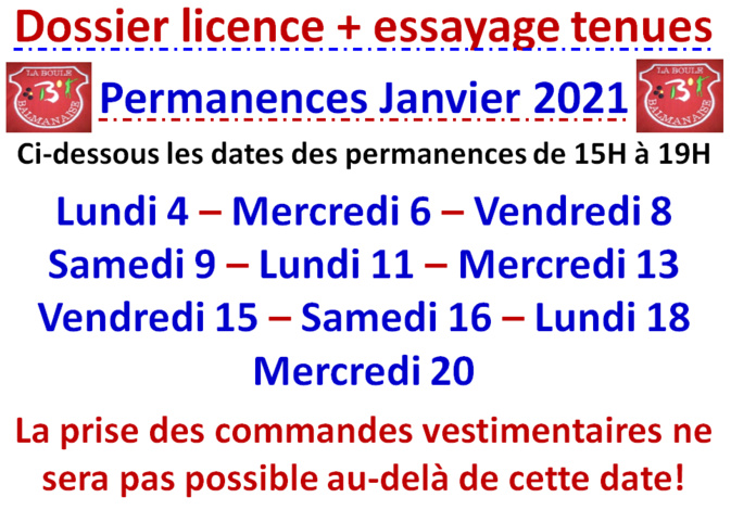 Permanences Janvier 2021
