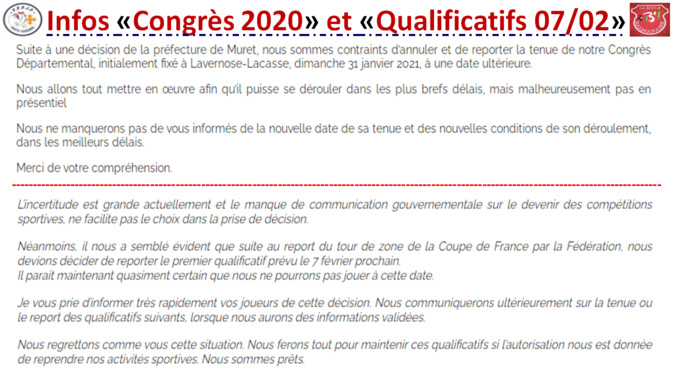 Infos "Congrès 2020" + Qualificatifs 07/02/2021 Infos "Congrès 2020" + Qualificatifs 07/02/2021