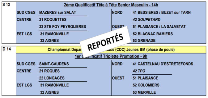 Calendrier CD31 actualisé