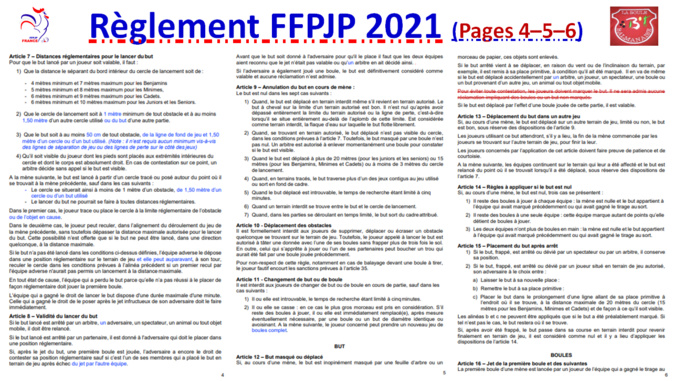 Règlement FFPJP 2021