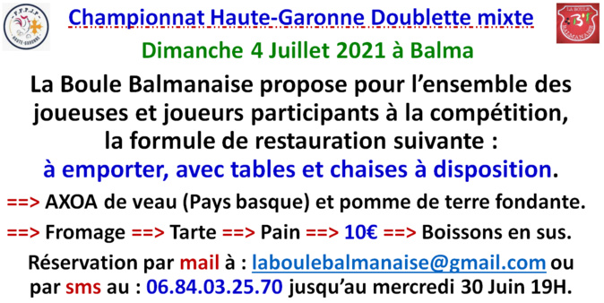 Restauration championnat D mixte 04/07/21 Restauration championnat D mixte 04/07/21