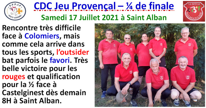 1/4 de finale CDC JP Balma / Colomiers 17/07/21 1/4 de finale CDC JP Balma / Colomiers 17/07/21