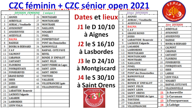 CZC Féminin + Sénior open 2021 CZC Féminin + Sénior open 2021