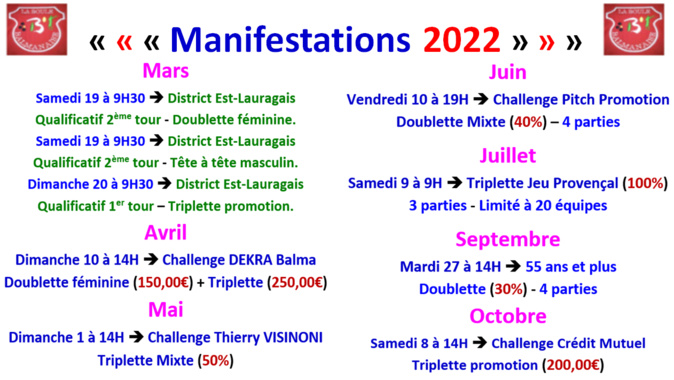 Manifestations La Boule Balmanaise 2022 Manifestations La Boule Balmanaise 2022