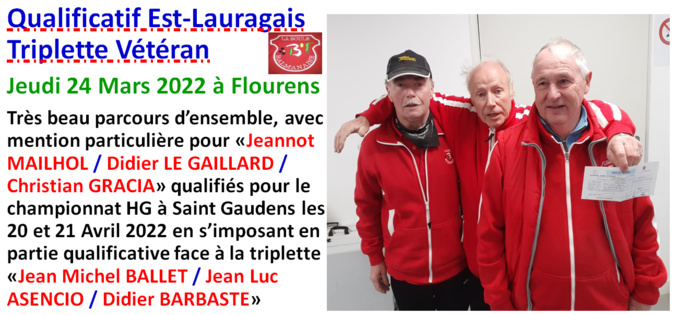 Qualificatif T Vétéran à Flourens le 24/03/22 Qualificatif T Vétéran à Flourens le 24/03/22