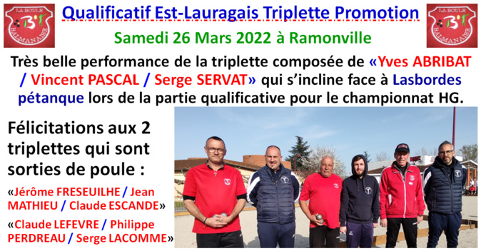 Qualificatif triplette promotion 26/03/22 Qualificatif triplette promotion 26/03/22