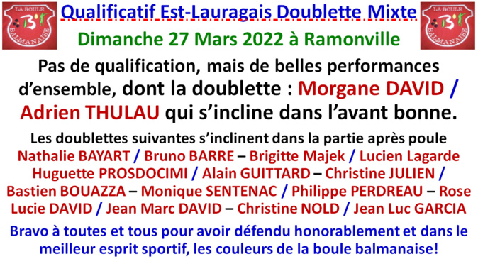 Qualificatif D Mixte Ramonville 27/03/22 Qualificatif D Mixte Ramonville 27/03/22