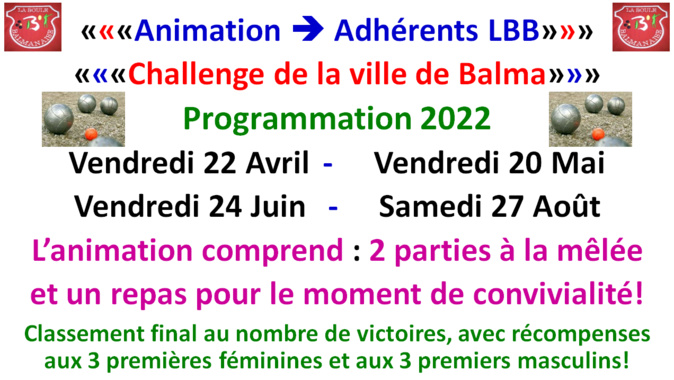 Challenge ville de Balma. Programmation 2022