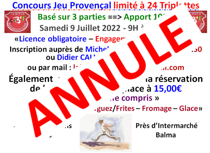 Annulation concours TJP 09/07/22