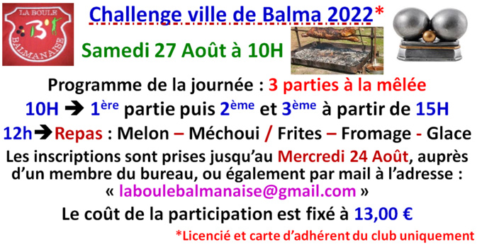 Challenge ville de Balma N°4 le 27/08/22 Challenge ville de Balma N°4 le 27/08/22