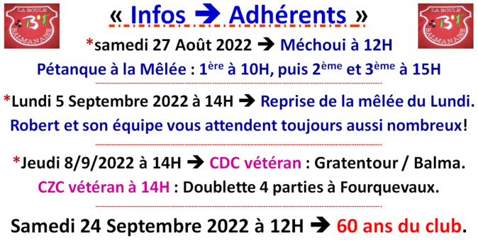 Infos rentrée 2022 ==> Adhérents LBB Infos rentrée 2022 ==> Adhérents LBB