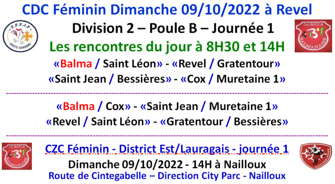CDC / CZC Féminin + Open 09/10/22 CDC / CZC Féminin + Open 09/10/22