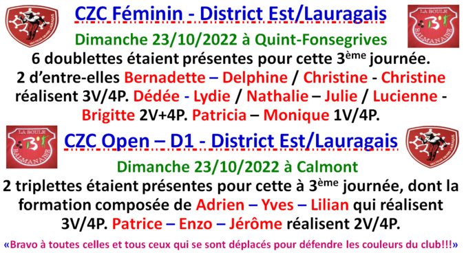 CDC + CZC Féminin / Open 23/10/22 CDC + CZC Féminin / Open 23/10/22