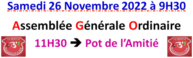 Assemblée Générale Ordinaire 26/11/22 Assemblée Générale Ordinaire 26/11/22