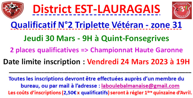 Qualificatif N° 2 T Vétéran Quint-Fonsegrives 30/03/23 Qualificatif N° 2 T Vétéran Quint-Fonsegrives 30/03/23