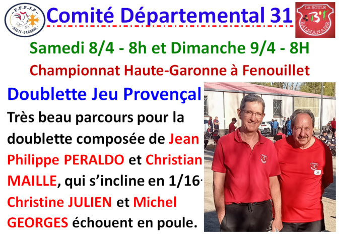 Championnat HG DJP à Fenouillet Championnat HG DJP à Fenouillet
