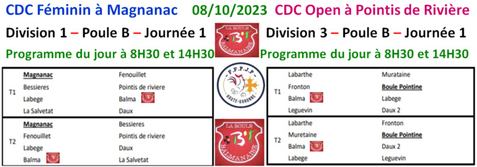 CDC Féminin + Open du 08/10/23 CDC Féminin + Open du 08/10/23