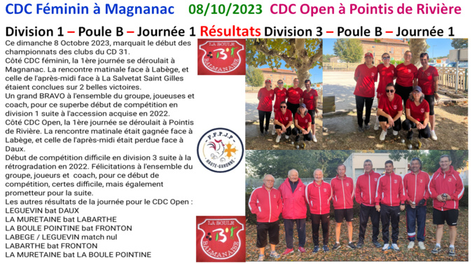 CDC Féminin + Open 08/10/23 CDC Féminin + Open 08/10/23