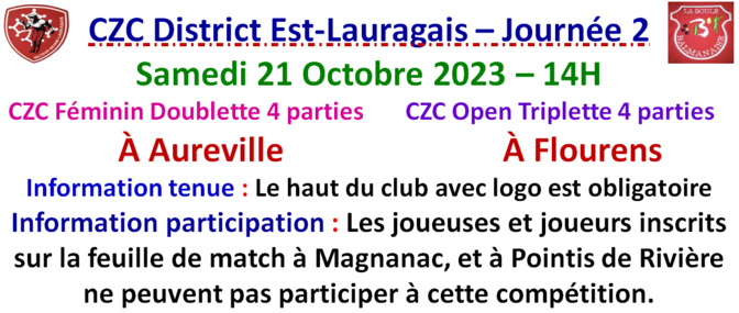 CZC Féminin + Open 21/10/23 CZC Féminin + Open 21/10/23