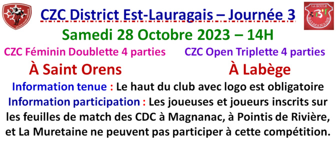 CZC Féminin + Open 28/10/23 CZC Féminin + Open 28/10/23