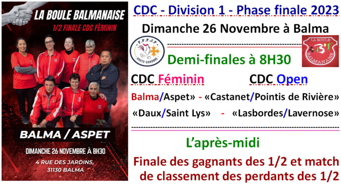 CDC Féminin + Open Division 1 Phase finale CDC Féminin + Open Division 1 Phase finale