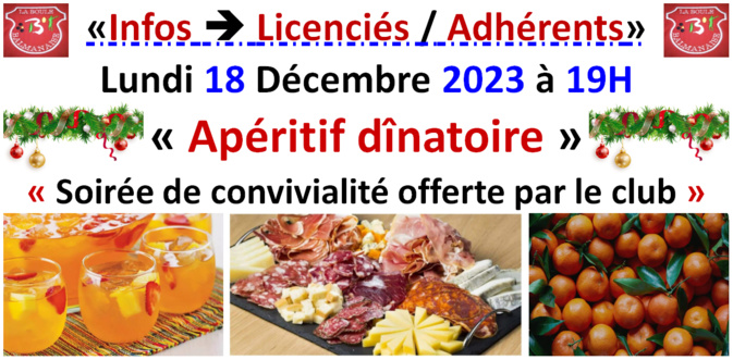 Apéritif dînatoire 18/12/23