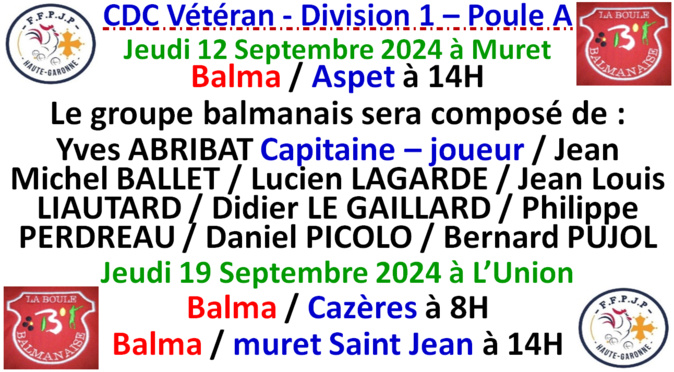 CDC Vétéran 2024 J3 + J4 CDC Vétéran 2024 J3 + J4