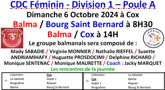 CDC Féminin J1 à Cox 06/10/24 CDC Féminin J1 à Cox 06/10/24