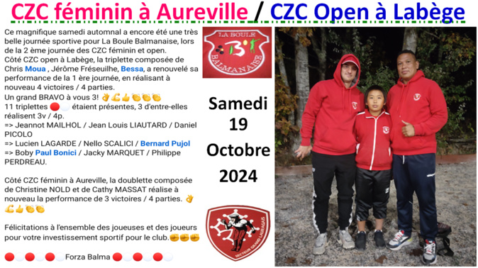 CZC Féminin + Open J2 le 19/10/24 CZC Féminin + Open J2 le 19/10/24