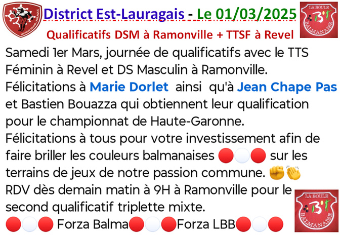 Qualificatifs TTSF + DSM du 01/03/25