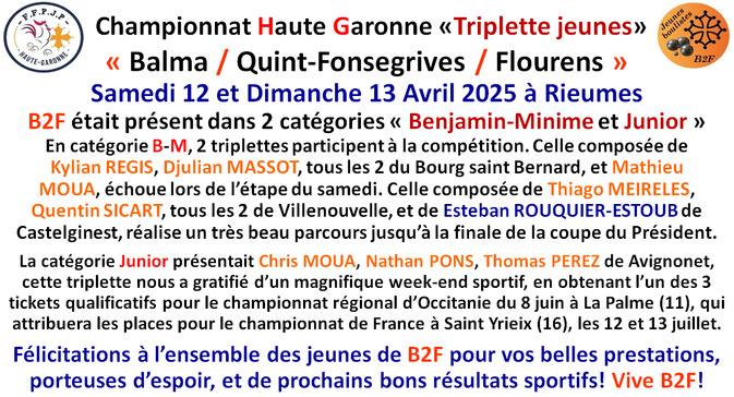 Championnats jeunes 2025 à Rieumes Championnats jeunes 2025 à Rieumes