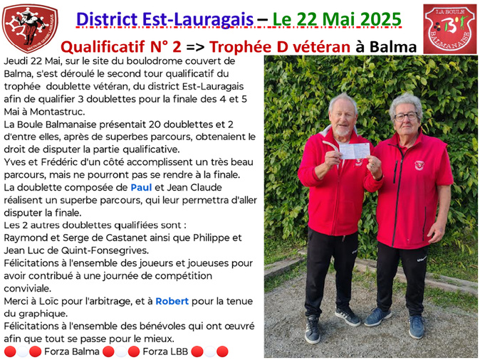 Trophée D vétéran à Balma 22/05/25
