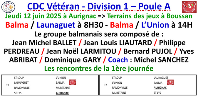 CDC Vétéran J1 à Aurignac le 12/06/25 CDC Vétéran J1 à Aurignac le 12/06/25