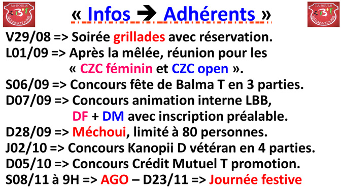 Infos => adhérents LBB Infos => adhérents LBB