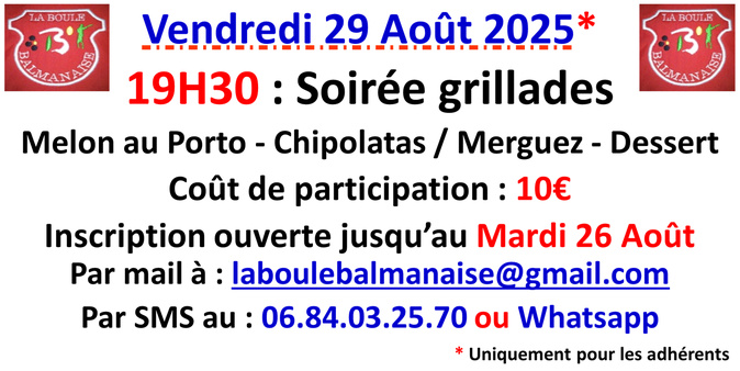 Soirée grillades 29/08/25 Soirée grillades 29/08/25