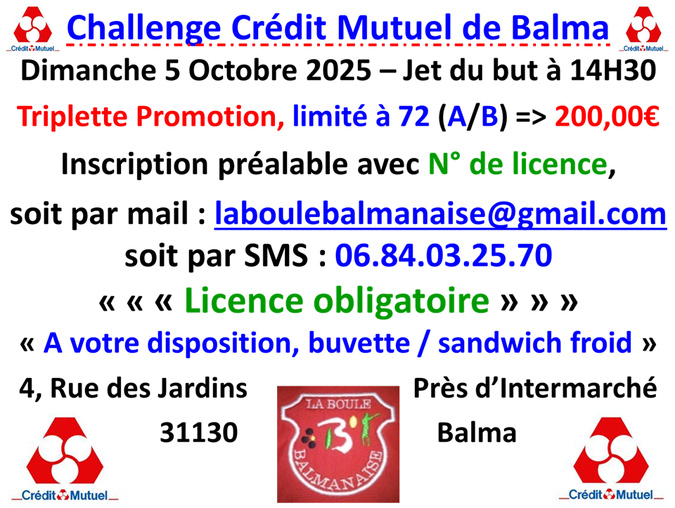 Challenge Crédit Mutuel T promotion 05/10/25 Challenge Crédit Mutuel T promotion 05/10/25