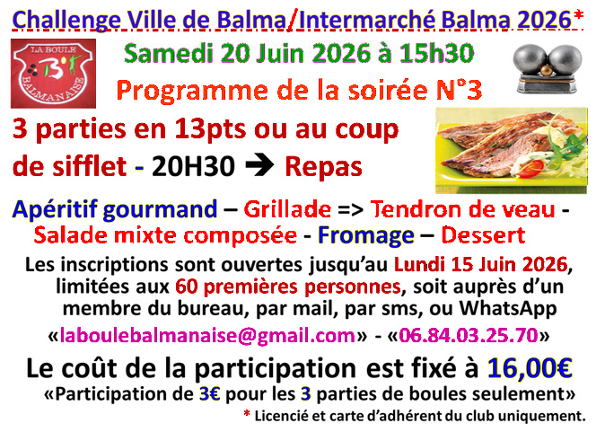 Challenge ville de Balma / Intermarché Balma 20/06/26 Challenge ville de Balma / Intermarché Balma 20/06/26