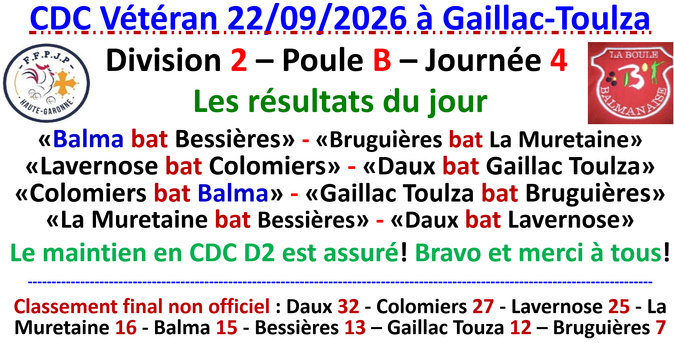 CDC Vétéran J4 Gaillac-Toulza 22/09/26