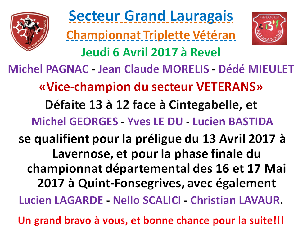 Championnat vétéran Revel 06.04.17