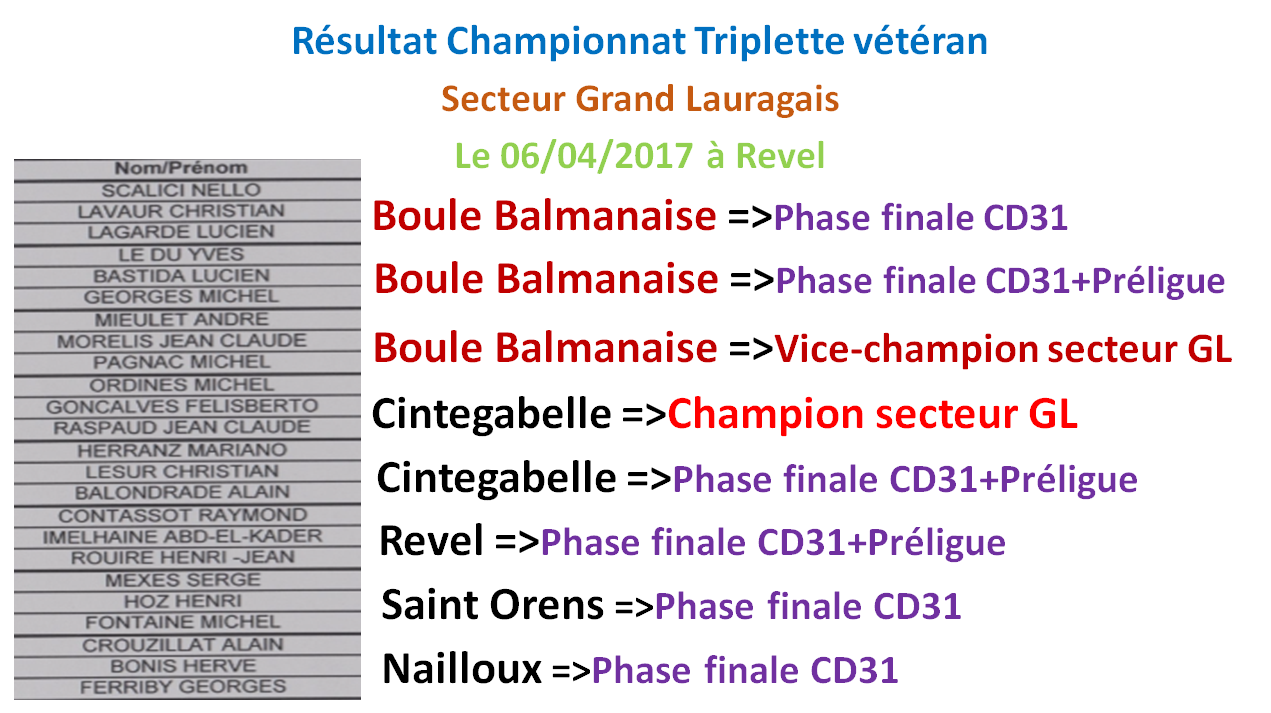 Championnat vétéran Revel 06.04.17