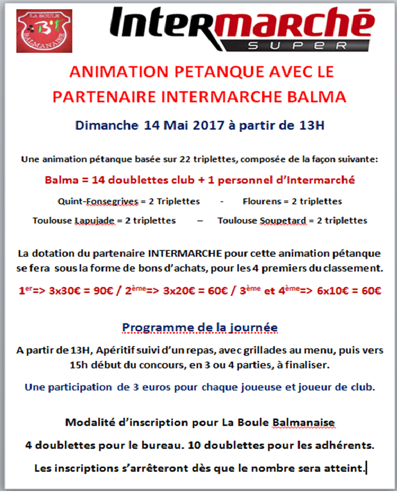 Animation pétanque 14/05/17