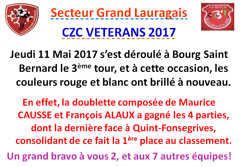 CZC vétéran Bourg Saint Bernard 11/05/17