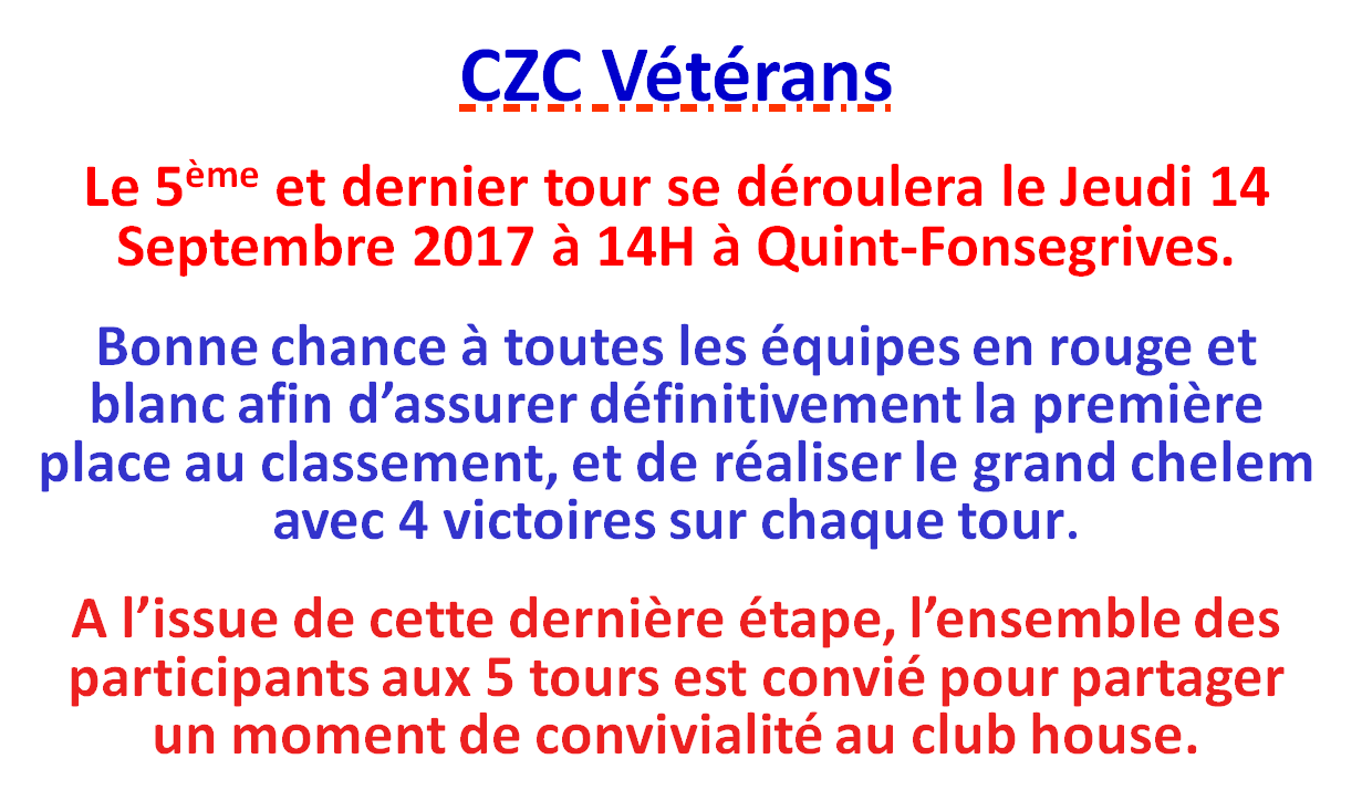 CZC vétéran à Quint-Fonsegrives 14/09/17