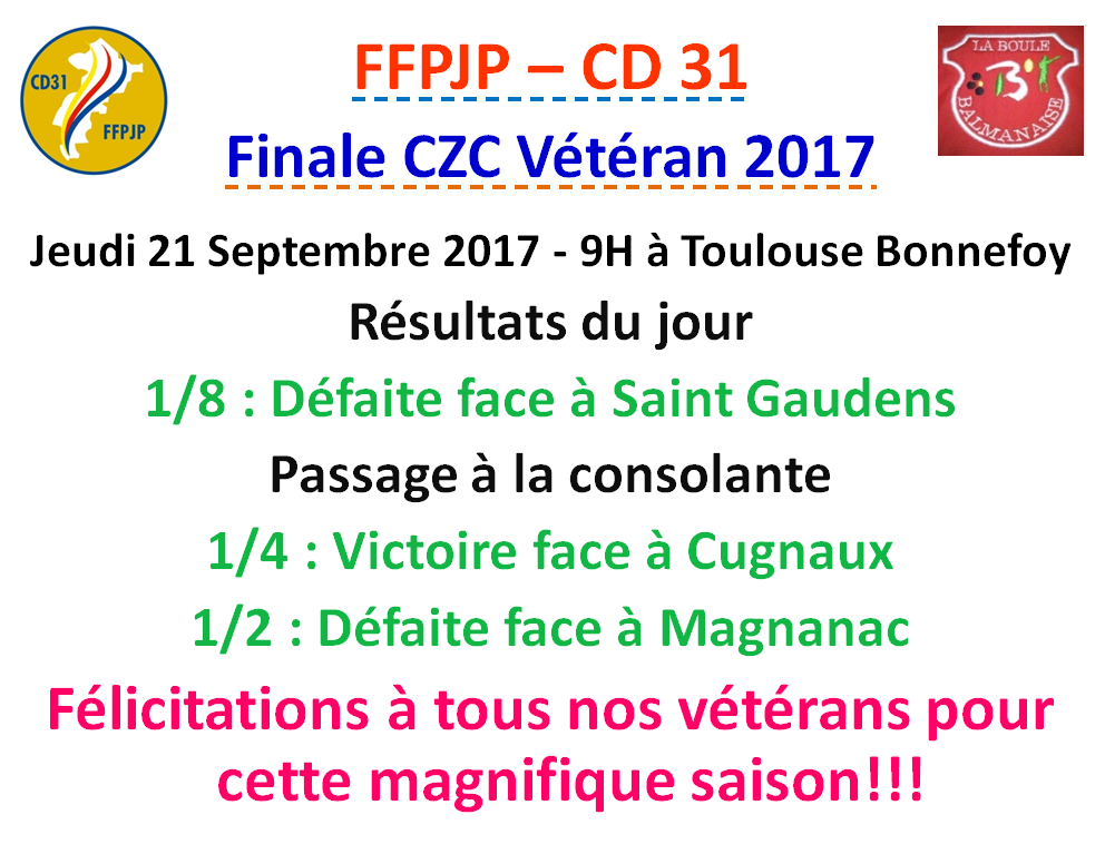 CZC vétéran Finale 21/09/17