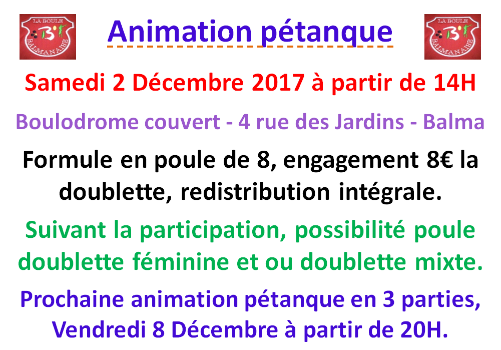 Animation pétanque 02/12/17